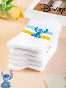 1 Pair/5 Pairs/10 Pairs Women's Ankle Socks - Disney Stitch Pattern, Couple Ankle Socks, Colorful Striped Sports Ankle Socks, Versatile Style, Suitable For Daily Wear And As Holiday Gifts - Multicolor - View 5