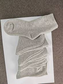 5双装儿童灰色中筒袜，学生袜，男女童户外运动袜，适合3-5-7-10岁儿童，校服袜，适合春、夏、秋、冬四季穿着 - 灰色 - 查看 4