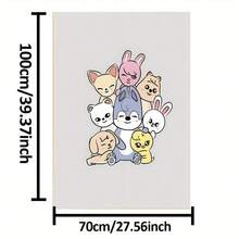 1pc Kpop S-Strays Skzoos Plush Blanket With Cute K-Pop Animal Characters (Skzoos & S-Strays) - Soft All-Season Bedspread, Sofa Throw, Room Decor, K-Drama Gift &, Machine Washable - 280 GSM - 彩色 - 查看 12