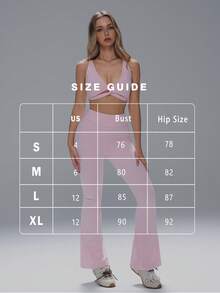 FWH 前扭结设计+可拆卸衬垫，可调节提拉效果；高腰压缩设计，采用腹部平滑技术；喇叭裤型，视觉上拉长腿部线条；#性感运动休闲 #曲线塑形 #衣橱必备；提拉喇叭裤；性感瑜伽服；提升自信的运动服，适合瑜伽和日常穿着；可调节文胸+高腰喇叭裤；惊艳交叉两件套