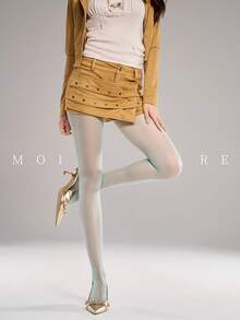 MOIRÉALLURE 1Pair Solid Color Suitable For Daily Life Basic Sheer Tights - Mint Blue - View 4