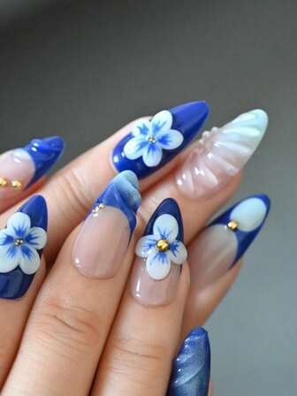 10 piezas de uñas postizas acrílicas hechas a mano con diseño de puntos en rosa, blanco y marrón con forma de almendra, estilo francés, chic y lindo para mujeres y niñas