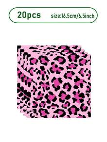 50 piezas Suministros para fiesta con estampado de leopardo Tema de guepardo Decoración de cumpleaños Vajilla desechable - Incluye platos de papel, servilletas, vasos de papel, Adecuado para fiesta de cumpleaños con tema de estampado de leopardo rosa para niñas - Multicolor - Ver 11