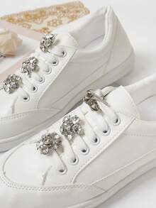 6件套时尚百搭金属电镀闪亮水钻铜锌合金DIY金属扣，适用于装饰和搭配各种运动鞋、休闲鞋、鞋带。