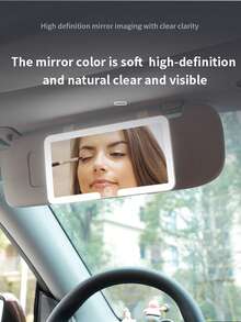 (1-Pack)   Car Visor LED Vanity Mirror With 3 Modes, Rechargeable Touchscreen Makeup Mirror With Dimming Function, Anti-Glare Rearview Mirror For Sun Protection & Travel - 粉紅色 - 查看 4