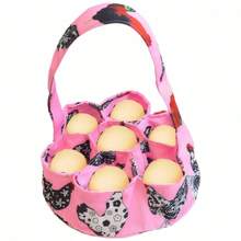 Cestas para huevos de Pascua con estampado de plumas o gallo, ideal para el hogar, la granja y más. - Rosa - Ver 5