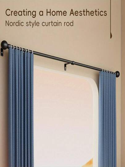 מוט וילון דקורטיבי קלאסי רב-תכליתי כדורי קטן אחד, אורך מתכוונן 31.5-158 אינץ', סט סוגריים למוטות וילון, מוט וילון יחיד עמיד, עמיד, מתאים ל: מוט וילון/מוט למקלחת/מוט צל שמש/מוט וילון שקוף, מתאים להתקנה בחדר שינה, מטבח, סלון, חדר אוכל, משרד, מעונות או להשכרה, מוט וילון קל משקל, עיצוב מינימליסטי מודרני.