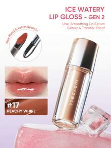 JUDYDOLL Ice Watery Lip Gloss-Gen 2 Shiny Mirror Lip Gloss, Moisturizing & Nourishing Essence, Long-Lasting - 17 PEACHY WHIRL - 查看 1
