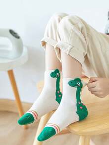 5 Pares de Meias Infantis de Dinossauro Marinheiro, Respiráveis e Confortáveis, Adequadas para Meninos e Meninas, Todas as Estações