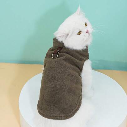 Colete de Fleece Quente para Gatos e Cachorros, Jaqueta para Caminhada ao Ar Livre para Animais de Estimação, Outono/Inverno