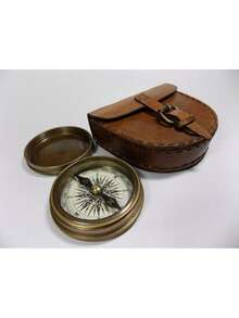 EstiloTHOR INSTRUMENTS AutéNtico BrúJula De Bolsillo De LatóN De Estilo CláSico Con Funda De Piel RúStico Para DecoracióN Del HogarVersióN Mejorada - 1 - Ver 2