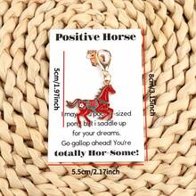 3pcs Fashionable Horse Keychains With "Positive Horse" Motivational Card, Suitable For Family Gatherings, Friendship Gifts, Party Decorations, Party Favors, Thank You Gifts And New Year Commemorative Gifts; Gift For Your Friends And Family. Friendship Token, Charming Quality, Commemorative Gift, Holiday Shopper, Home Gift - Multicolor - View 7