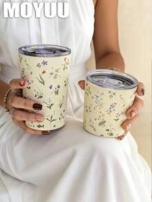 Garrafa térmica de aço inoxidável com parede dupla e estampa floral, capacidade de 1500ml. Ideal para escritório, casa, atividades ao ar livre, restaurantes, encontros e como presente de Natal, aniversário, Dia das Mães e Dia dos Namorados. - Multicolorido - Ver 5