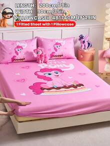 2/3件組 My Little Pony 印花包床單套組，親膚床墊套，舒適柔軟，多尺寸，適用 Full/Twin/Double/Queen/King 床，可機洗，卡通角色設計 - 彩色 - 查看 20