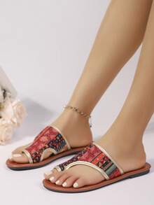 Women's Flat Slippers, Printed, Casual Style, Comfortable Summer Shoes With Open Toe Design - Multicolor - View 5