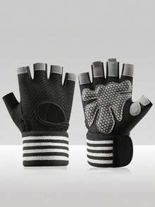 1 Pair Men's Breathable Wrist Protection Gloves, Gym Weightlifting Dumbbell Half Finger Sports Gloves, Outdoor Cycling Wear-Resistant Breathable Half Finger Gloves, Sports Training Unisex Half Finger Gloves Vacation Outfits - Multicolor - View 13