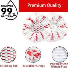 Spin Mop Replacement Head 3 Pack Mop Refill Compatible With Ocedar Triangle Swivel Mops Microfiber Swivel Mop Refill,Deep Clean,Machine Washable And Easy To Replace - Màu A - Xem 5