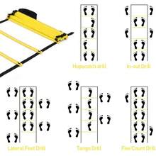 Speed & Agility Ladder Training Equipment Set, Includes 12 Rung 20ft Agility Ladder, 4 Agility Hurdles,12 Disc Cones, 1 Resistance Parachute For Training Football Soccer Basketball Athletes - Yellow - View 5