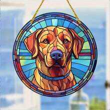 1 Peça Placa Acrílica Redonda, Armadilha de Sol do Labrador, Penduricalho de Janela de Plástico Tingido, Placa de Cachorro, Placa Acrílica, Ornamento Suspenso, Placa Circular, Decoração de Guirlanda, Presente de Feriado, 6x6In/15x15CM, Decoração de Janela, Decoração de Varanda, Decoração de Parede, Decoração de Quarto, Produtos de Decoração Doméstica