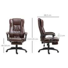 Adjustable Swivel Armchair With Footrest, Headrest And Massage Function, Faux Leather Upholstery, 68.5 X 68.5 X 113-121 Cm, Brown - Redwood - View 2