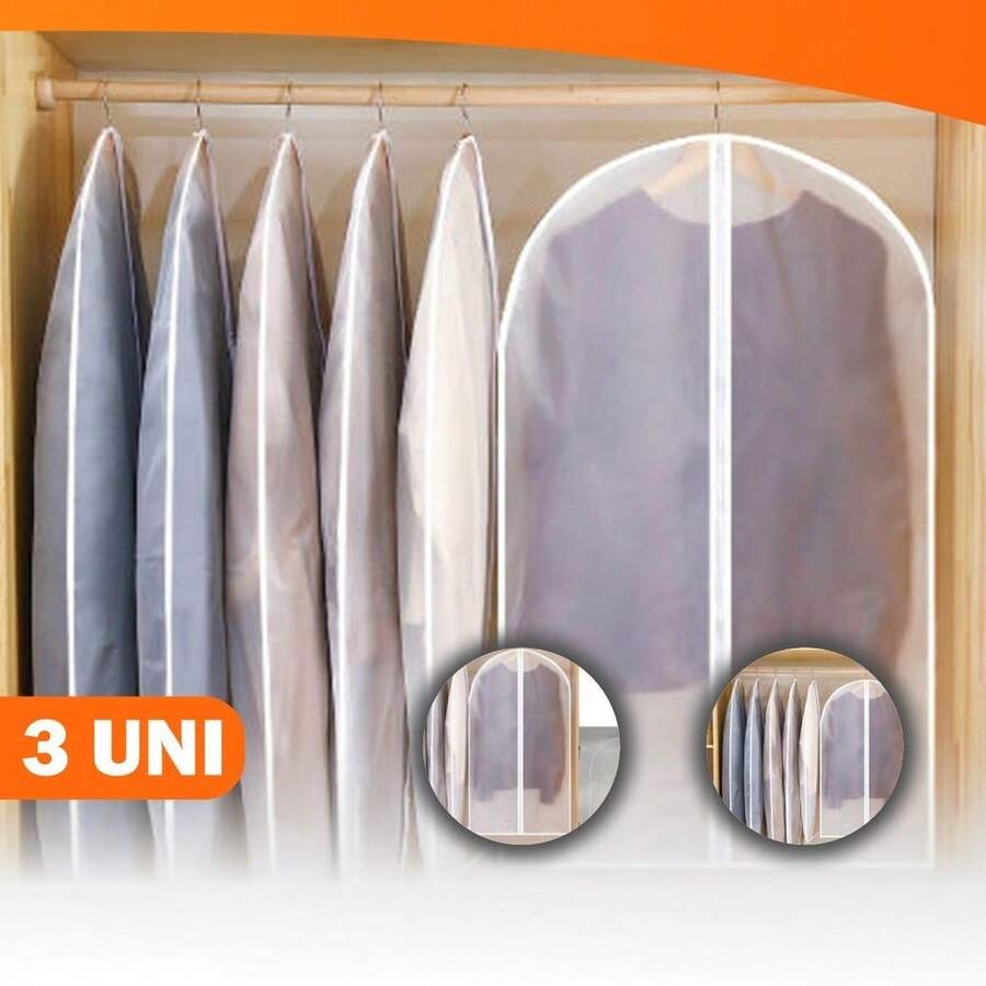 Kit Até 10 Sacos Capa Protetora Camisa Terno Roupa 60x120 - SOMENTE 3 UNIDADES - Visão 1