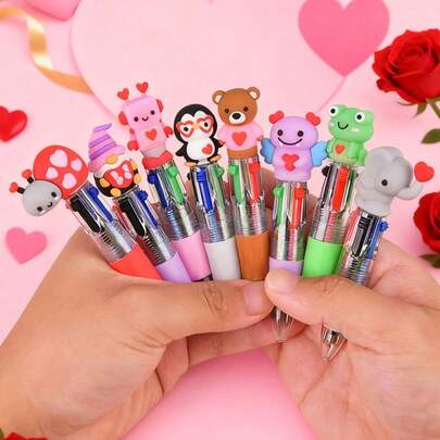 Set de 12 bolígrafos multicolor, bolígrafos de bola 4 en 1 lindos y divertidos, adecuados para regalos de cumpleaños, recompensas en el aula, regalos de vuelta a la escuela y suministros de oficina al por mayor