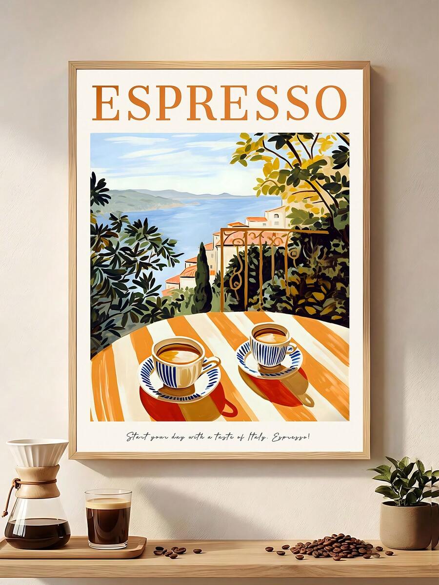 1 tấm áp phích cà phê, tranh in espresso Ý, trang trí nhà bếp, nghệ thuật cà phê cổ điển, nghệ thuật ẩm thực vintage, nghệ thuật quán cà phê, áp phích đồ ăn thức uống, tranh nghệ thuật tối giản về câu lạc bộ cà phê và máy pha espresso, trang trí nhà bếp, phòng ngủ, phòng khách, văn phòng, quà tặng lý tưởng cho bạn bè, tranh treo tường, trang trí nhà cửa, trang trí phòng, tranh canvas, áp phích, tranh treo tường có khung, khung tùy chọn. - Nhiều màu - Xem 1
