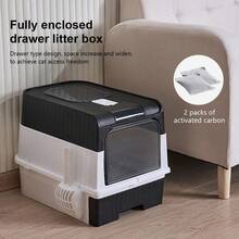 Large Self-Cleaning Cat Litter Box – Deodorising, Hooded With Drawer Tray - one-size - View 5