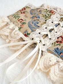 Women's Elegant Bohemian Tropical Strapless Open Shoulder Backless Ruffle Hem Crop Top, Suitable For Casual, Vacation, Beach, Wedding Guest, Graduation, Brunch, St. Patrick's Day, Spring Break, Easter, Music Festival, Summer/Autumn New Arrival - Multicolor - View 5