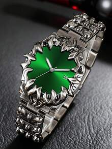 1pc Red & Green & Black & White Dial Claw Shaped Men's Watch With Calendar Display, Unique Embossed Strap Design, Suitable For Daily/Party/Rock/Gothic Style Fashion Accessory Watch - 均碼 - 查看 9