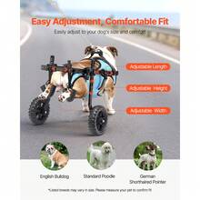 Dog Wheelchair For Back Legs, Adjustable 2 Wheels Pet Wheelchair, Lightweight  Dog Cart With Shock-Absorbing Wheels, Mobility Support Wheel Chair For Disabled Injured Dogs Up To 33lbs, Medium - M Optimized Version - 查看 5