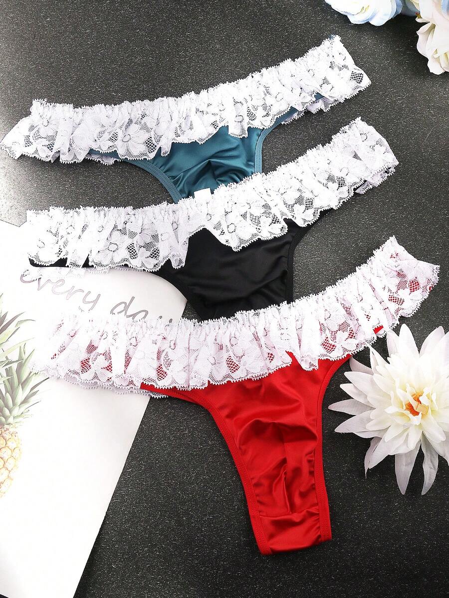 Men's Lace Trim Underwear Set, Soft & Comfortable, Perfect Gift For Him, Low Rise, Ideal For Everyday Wear, Must-Have Lingerie, Valentine's Day Gifts, Spring & Summer - Nhiều màu - Xem 1