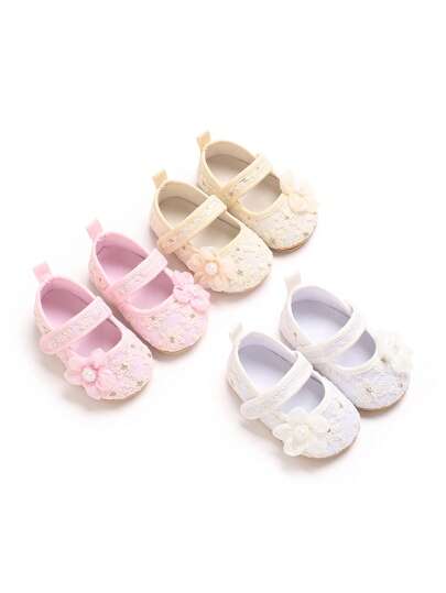 Soft Infant Shoes 0-1 Years Old, Fashionable Floral Princess Shoes For Infant Girls, Spring/Summer