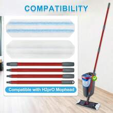 Mop Replacement Pads For Ocedar H2prO Flat Mop, 4 Pack Mop Refills For O-Cedar H2pro Flat Mop, Machine Washable Reusable Microfiber Mop Heads Replacements For Ocedar H2 Pro Mop - ColorA - 查看 3