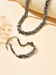 1pc Bracelet + 1pc Necklace Elegant Fashion Luxury Crystal Mermaid Tail Jewelry Set, Suitable For Women's Daily Casual, Festivals, Parties, Perfect Gift For Family, Friends, Girlfriend - Gun Black - View 2