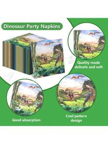 EstiloTendencia100 Servilletas De Dinosaurio, 13 X 13 Pulgadas - Desechables Para DecoracióN De Fiesta, Baby Shower Y Suministros De CumpleañOs Para NiñOsCalidad PremiumVersióN Mejorada - 90 - Ver 11