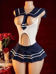 Trang phục cosplay thiết kế hở lưng quyến rũ, đồ gợi cảm dành cho nữ. - trắng - Xem 1