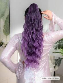 Claw Shaped Ponytail Extension Hair Accessory Black Brown Gradient Red Gradient Purple Gradient Pink Gradient Blue Gradient Brown Multi-Color 24 Inch Water Ripple Heat-Resistant Fiber Synthetic Ponytail Wig, Suitable For Women's Christmas, Halloween Parties And Daily Use - Two-Tone - View 4