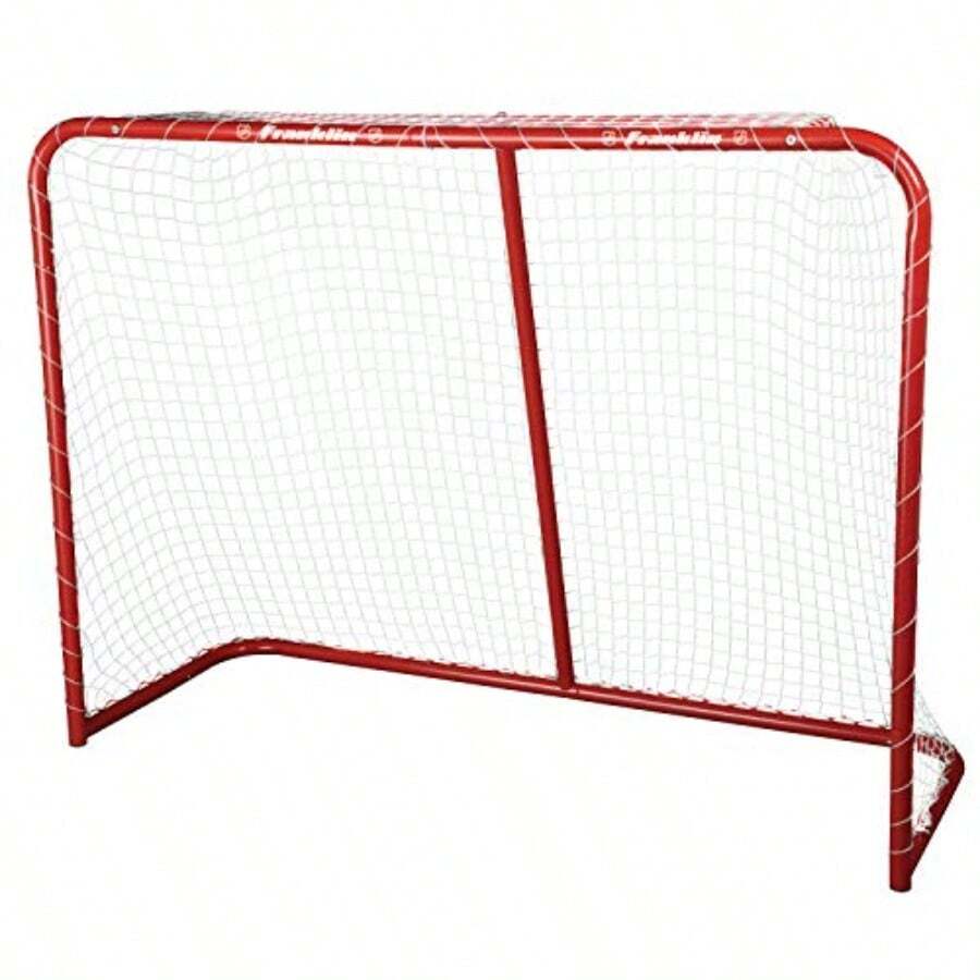 Franklin Sports - Red de Hockey Callejero para jóvenes Meta de Hockey de Acero para Interiores y Exteriores para niños Meta portátil Junior 54 Pulgadas - RojoBlanco - Ver 1