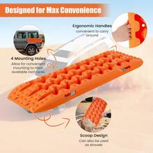 COSTWAY Off-Road Traction Boards, 2 PCS 4WD Recovery Traction Tracks Mats For Snow, Mud And Sand Vehicle Extraction And Recovery, Traction Tire Ladder And Mat, Orange - A - View 7