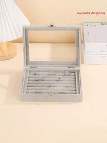 1pc Large Capacity Jewelry Box, Velvet Material, Can Store Rings, Necklaces, Earrings And Other Jewelry - Multicolor - View 9