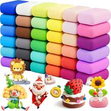 12/24/36 色风干粘土套装 - 儿童风干粘土，造型粘土，橡皮泥造型粘土（颜色随机，含工具），超轻速干神奇造型粘土，含雕塑工具，聚合物粘土，儿童理想礼物，史莱姆，圣诞礼物，手眼协调，儿童生日礼物。 - 彩色 - 查看 2