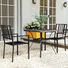 Set Of Two Minimal Metal Garden Chairs - Black - Black - View 8