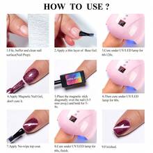 MEET ACROSS 1pc Purple-Golden Flame Cat Eye Gel Nail Polish, 7ml Ultral Shine Glitter Magnetic Cateye Gel Polish , Semi Permanent Soak Off UV Gel Varnish Manicure Nail Art DIY For Home And Salon Nail Supplies - Multicolor - View 7