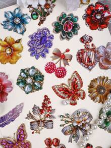 10pcs/Set Crystal Diamond Pearl Rose Butterfly Mini Pocket Stickers, Suitable For Mini Landscape Pocket Stickers, Can Be Pasted On Luggage, Computers, Cups, Phone Cases, Refrigerators, Walls, Helmets, Cabinets, Boxes, Etc.