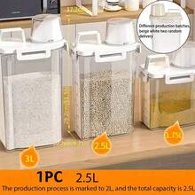 1.75L/2.5L/3L Large Capacity Airtight Grain Dispenser Containers - Moisture & Insect Proof Rice/Cereal Storage With Flip Cover For Kitchen Organization