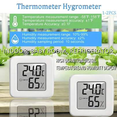 1pc/2pcs Multi-Functional Smile Mini LCD Digital Thermometer, Monitoring Room Temperature And Humidity With Precise Readings, Indoor Thermometer Hygrometer