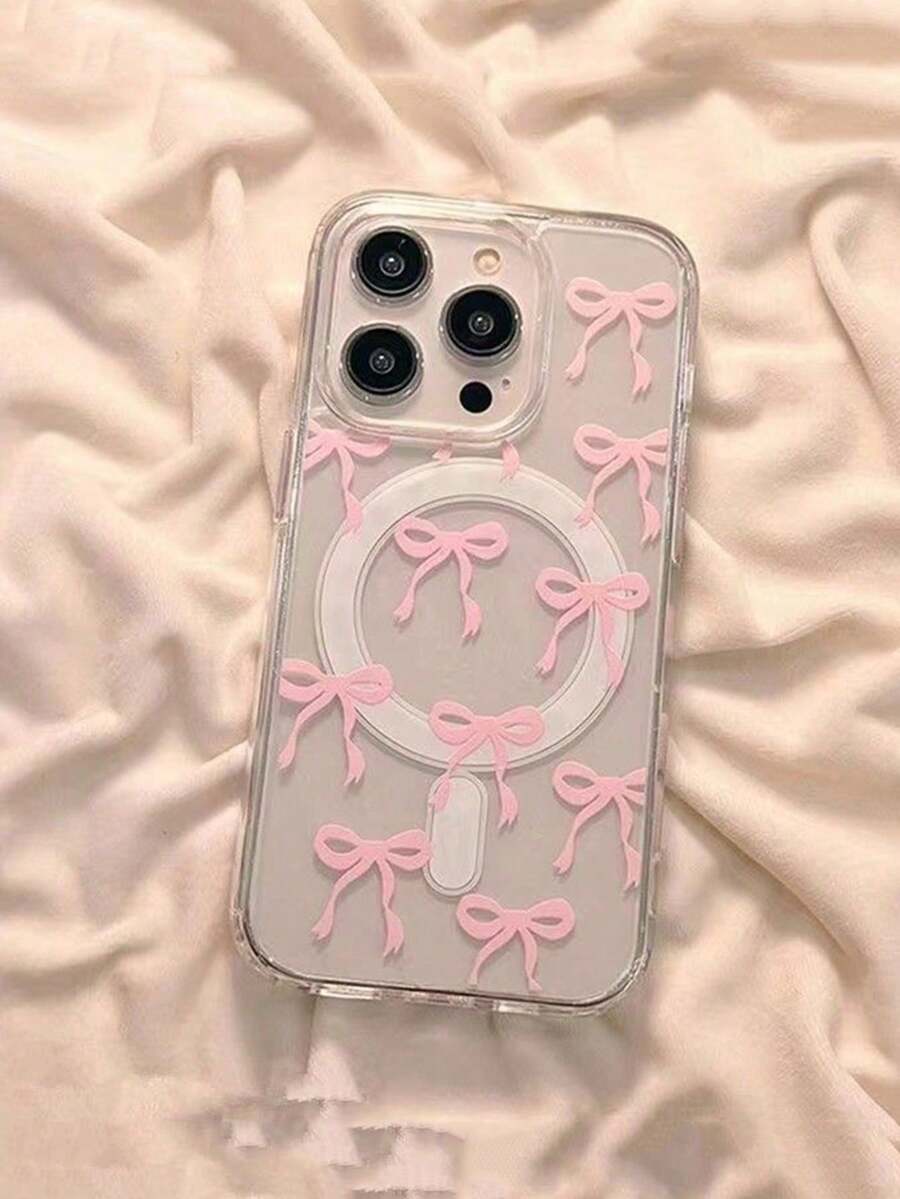 Girly Bow Friendly Magnetic Phone Case Compatible With IPhone 16 Pro Max/15/14/13/12/11, S25U S24U S23U A16 A15 A35 A36 Protective Cover Waterproof Shockproof Anti-Fall Scratch ResistantYOUR-BELOVED-PHONE Christmas Gifts Christmas Gifts,New Year Gifts,Valentine's Day Gifts - 透明的 - 查看 1