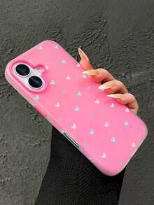 1 carcasă de telefon la modă, minimalistă, culoare solidă, anti-zgârieturi, anti-alunecare, anti-amprentă, cu model de inimă colorat, potrivită pentru iPhone 17/17Air/17pro/17promax/16ProMax și Apple 16 15 14 Plus 13 12 11 - Roz fierbinte - Vizualizare 3