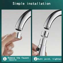 Kitchen Multi-Function Faucet, 360 Degree Rotary Kitchen Faucet Extender, Three Mode Kitchen Sink Faucet Extender, Kitchen Sink Faucet Nozzle, Bathroom Splash Proof Faucet - Silver + Adapter - View 10